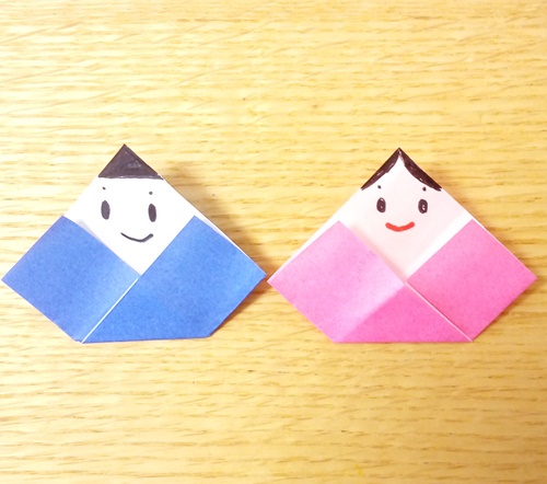 お雛様の折り紙での簡単な折り方 子供とひな祭りの平面壁飾りに